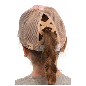 C.C Criss-Cross Ponytail Distressed Mesh Baseball Hat Cap Southwestern Aztec